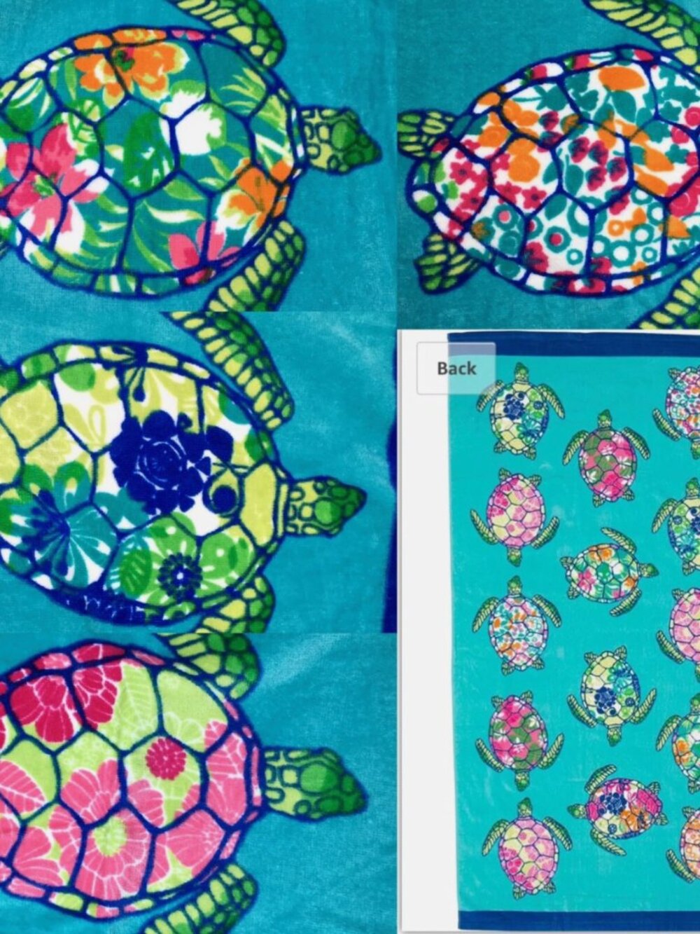 2 pc Cynthia Rowley Sea Turtle Beach Towel Set Hawaiian Tropical Floral Pool Spa - Picture 3 of 15